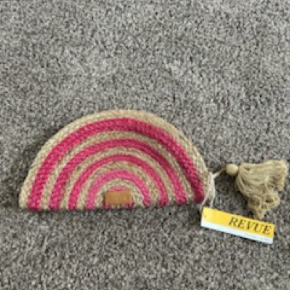 NWT The Summer Staple: Kelly Crescent Burlap / Pouch  Bag Clutch Pink